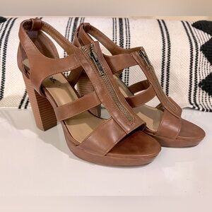 JustFab Zip Front Leather High Heels